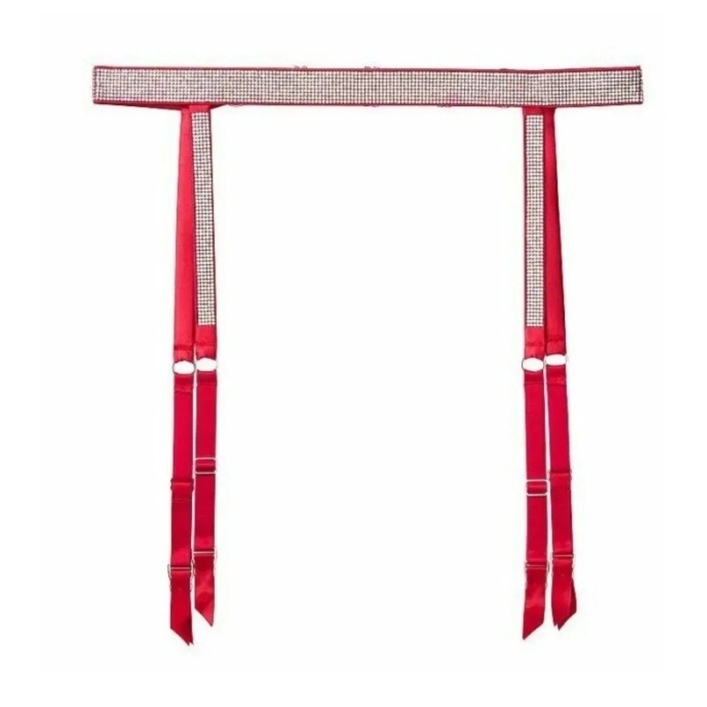 Victoria's Secret Very Sexy Red Garter Belt / Sparkly Rhinestone / Size M/L